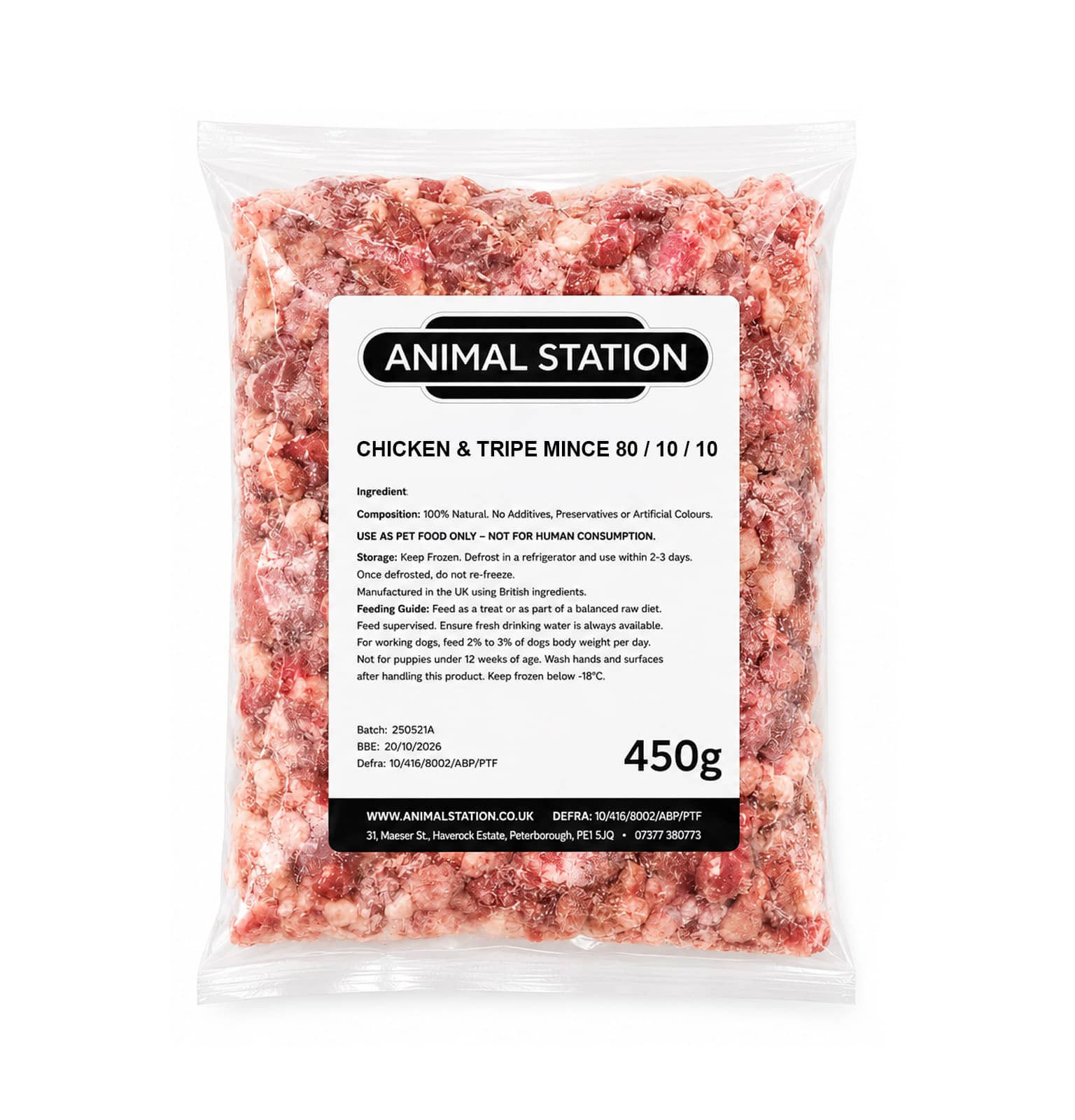 Animal Station Chicken and Tripe Mince 80/10/10 450g