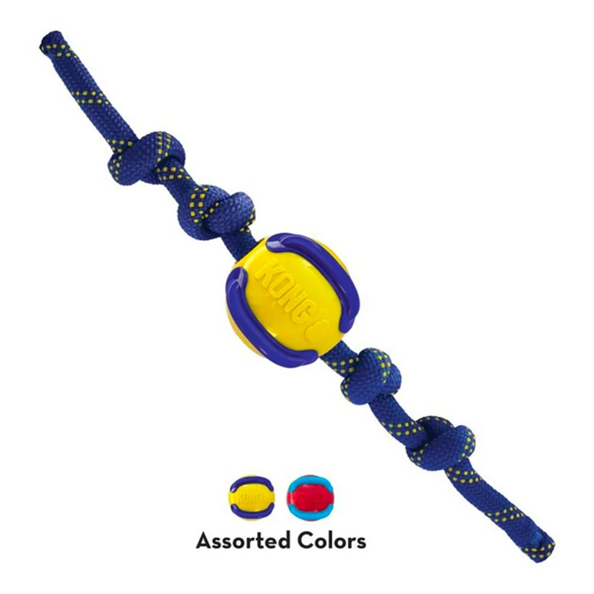 KONG Jaxx Brights Ball with Rope Assorted - Medium - Image 2