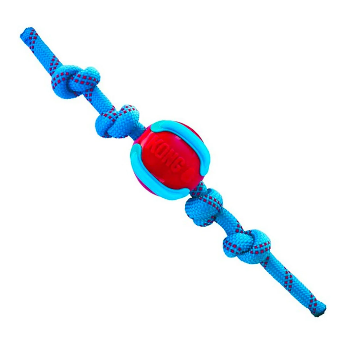 KONG Jaxx Brights Ball with Rope Assorted - Medium - Image 3