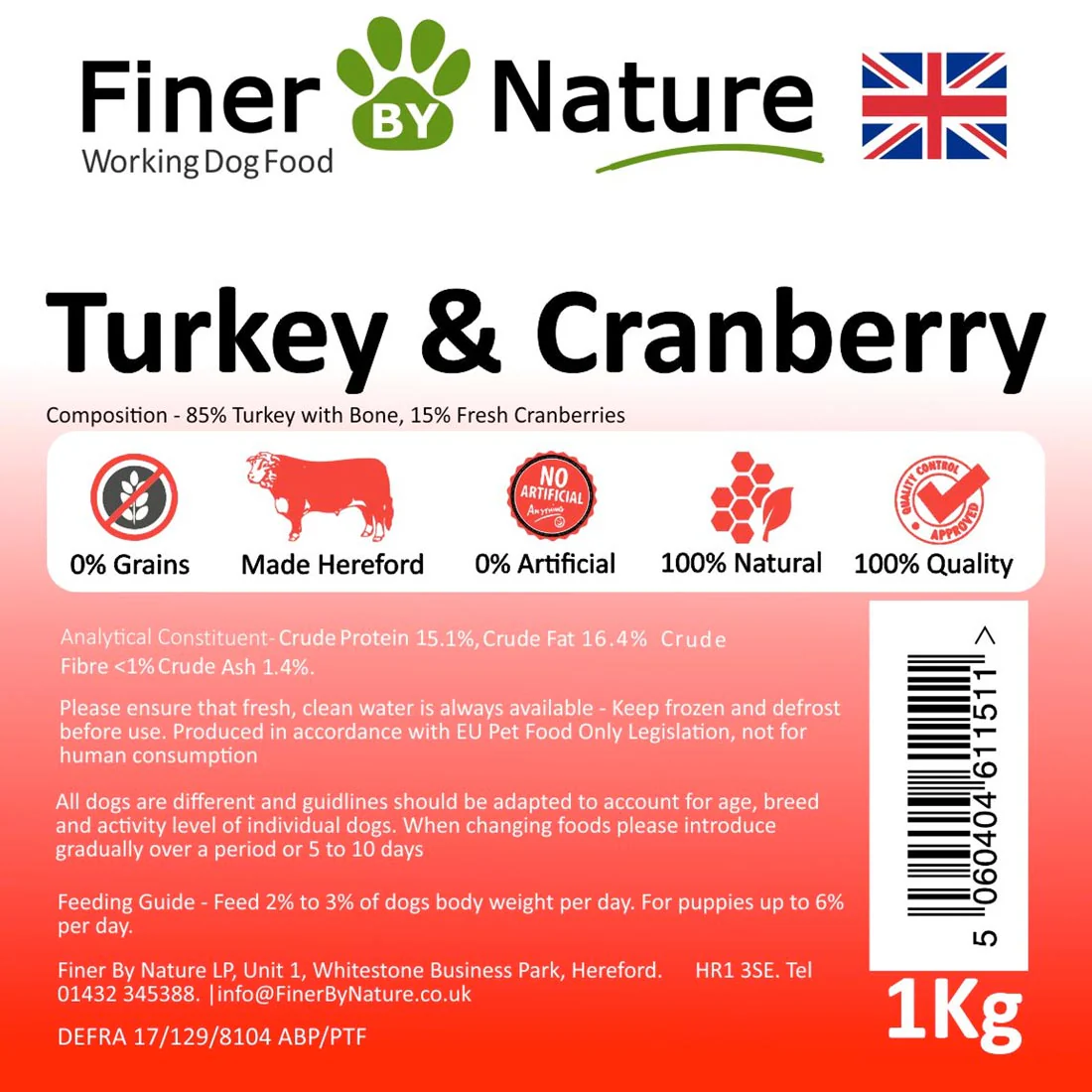 Finer by Nature Turkey and Blueberry 1kg