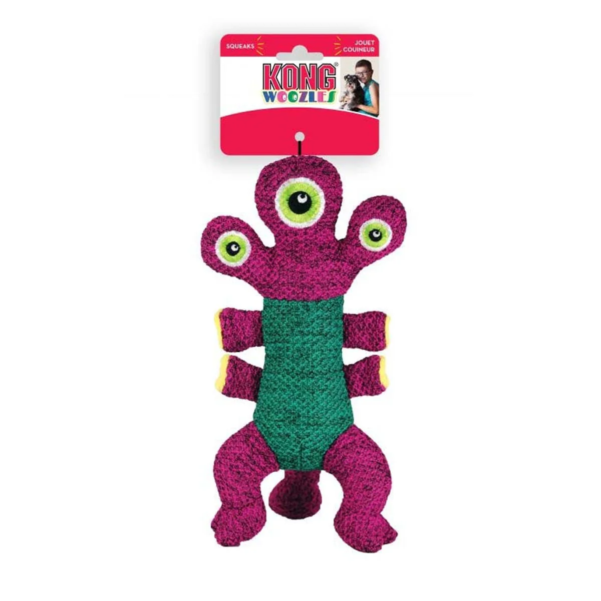 KONG Woozles Squeaker Dog Toy Pink Medium
